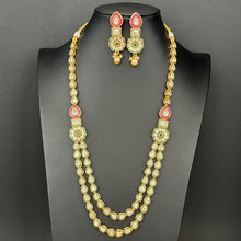 RubyGreen Kundan Meenakari Long Necklace set/Indian Jewelry/Gold Long necklace/Rani haar/Indian wedding /Bridal necklace Bollywood necklace
