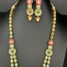RubyGreen Kundan Meenakari Long Necklace set/Indian Jewelry/Gold Long necklace/Rani haar/Indian wedding /Bridal necklace Bollywood necklace