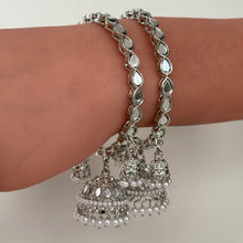 Bollywood Style Silver Mirror Pearl Bangles Set/Punjabi Mirror chuda bangles set/Bridal bangles/Statement/Indian Wedding /Chuda Set