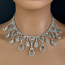 Silver CZ Diamond necklace with Earrings/CZ Stones Necklace Set/Elegant/Unique Jewelry/Indian/Pakistani/Bollywood