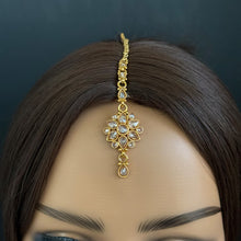 Gold Polki Maang tikka/ Kundan Tikka/ Indian Jewelry/ Indian Wedding Jewelry/Pakistani Jewelry/Jhoomer/Matha patti/Indian forehead jewelry