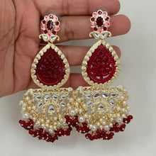 Kundan long earrings, chandelier earrings, Bollywood Trendy Earrings/kundan Earring/Indian Pakistani jewelry for wedding