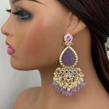 Kundan long earrings, chandelier earrings, Bollywood Trendy Earrings/kundan Earring/Indian Pakistani jewelry for wedding