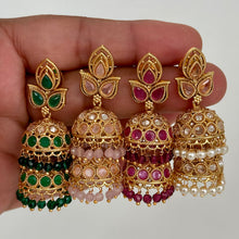 Gold Polki Jhumka, stone Jhumka, Indian Jewelry, Jhumka earrings, Gold earrings, double Jhumka earrings