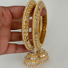 Gold Mirror Pearl Bangles Set/Punjabi Mirror chuda bangles set/Bridal bangle/Statement/Indian Wedding/Chuda Set\Mirror Jewelry\Indian Bangle