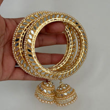 Gold Mirror Pearl Bangles Set/Punjabi Mirror chuda bangles set/Bridal bangle/Statement/Indian Wedding/Chuda Set\Mirror Jewelry\Indian Bangle