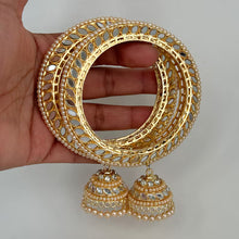 Gold Mirror Pearl Bangles Set/Punjabi Mirror chuda bangles set/Bridal bangle/Statement/Indian Wedding/Chuda Set\Mirror Jewelry\Indian Bangle