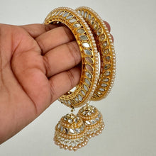 Gold Mirror Pearl Bangles Set/Punjabi Mirror chuda bangles set/Bridal bangle/Statement/Indian Wedding/Chuda Set\Mirror Jewelry\Indian Bangle