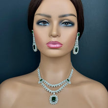 Emerald CZ diamond bridal necklace, American Diamond wedding necklace, Cz jewelry, Indian, Pakistani, Punjabi wedding jewelry