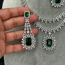 Emerald CZ diamond bridal necklace, American Diamond wedding necklace, Cz jewelry, Indian, Pakistani, Punjabi wedding jewelry