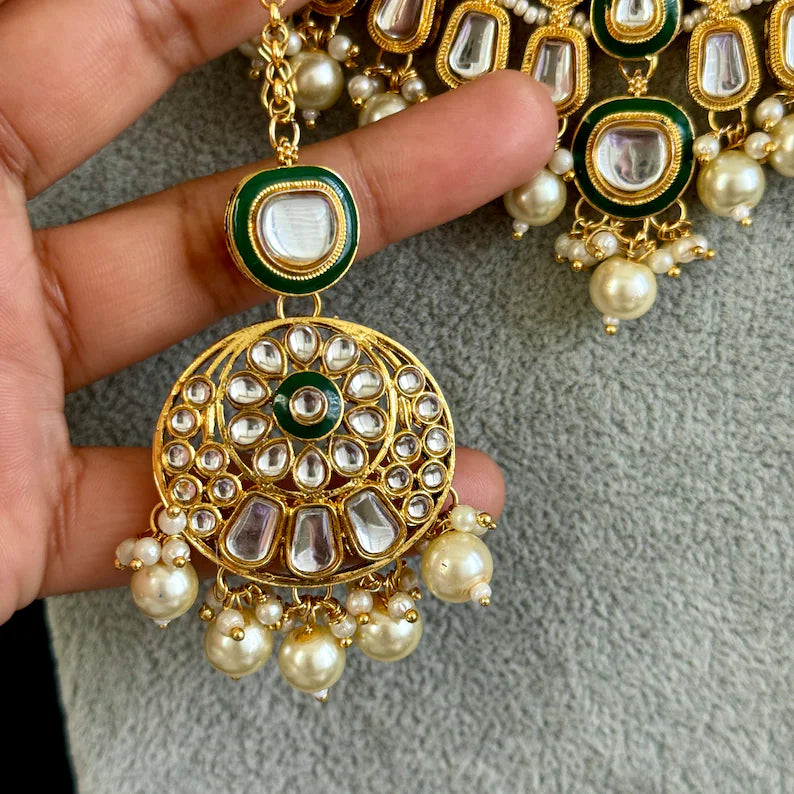 White Pearl Kundan Necklace Set/Kundan Choker/ Bollywood Jewelry/ Indian Pakistani necklace/ punjabi necklace/bridal necklace/indian wedding