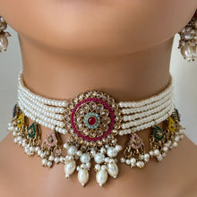 Multi antique Polki Kundan Indian necklace set for Indian Pakistani Wedding Jewelryv