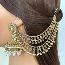 Antique dull Gold Polki pearl Ear Chain/Sahare/Pearl kaan chain/Earring support chain/Indian Jewelry/Pakistani Jewelry/Bahubali Kaan sahara