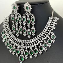 Emerald Cz Diamond necklace/American Diamond/CZ Stones Necklace Set/Elegant/Unique Jewelry/Indian/Pakistani/Bollywood/Indian Wedding/Bridal