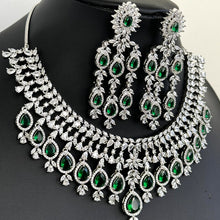 Emerald Cz Diamond necklace/American Diamond/CZ Stones Necklace Set/Elegant/Unique Jewelry/Indian/Pakistani/Bollywood/Indian Wedding/Bridal