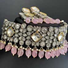 Pink Moissanite Polki Dual tone necklace, Polki Kundan Necklace, Sabyasachi Necklace, Semi Precious, Bollywood Pakistani , Bridal Necklace