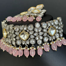 Pink Moissanite Polki Dual tone necklace, Polki Kundan Necklace, Sabyasachi Necklace, Semi Precious, Bollywood Pakistani , Bridal Necklace