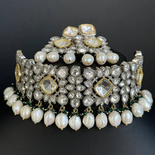 White Moissanite Polki Dual tone necklace, Polki Kundan Necklace, Sabyasachi Necklace, Semi Precious, Bollywood Pakistani, Bridal Necklace
