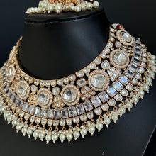 Bridal White Fine Kundan Gold Plated Necklace Set/ Indian Pakistani Wedding Set/Gold fine kundan bridal jewelry/ Bridal jewelry