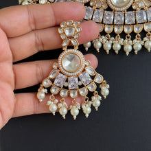 Bridal White Fine Kundan Gold Plated Necklace Set/ Indian Pakistani Wedding Set/Gold fine kundan bridal jewelry/ Bridal jewelry