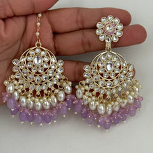 Kundan Tikka w/ Earring Set- Indian Bridal Maang Tikka, Teeka, Tika Headpiece - Handmade Pearl Jewelry For Women - Bollywood Bridesmaid Gift