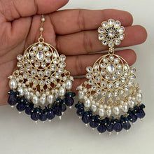 Kundan Tikka w/ Earring Set- Indian Bridal Maang Tikka, Teeka, Tika Headpiece - Handmade Pearl Jewelry For Women - Bollywood Bridesmaid Gift