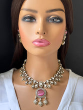 Pink Victorian moissanite polki Necklace,Sabyasachi Necklace, Statement Necklace,Semi Precious Necklace,Designer necklace, Indian wedding