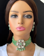 Mint Pista Victorian dual tone uncut polki kundan Choker/Sabyasachi Necklace/Kundan Jewelry Set/Indian wedding collection/Bridal Necklace