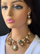 RubyGreen Premium quality Uncut Polki Kundan Victorian necklace/Sabyasachi Necklace/Kundan Jewelry Set/Indian wedding /Bridal Necklace