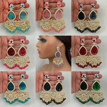 Kundan long earrings, chandelier earrings, Bollywood Trendy Earrings/kundan Earring/Indian Pakistani jewelry for wedding