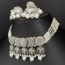 White Silver Polki Kundan necklace/Statement necklace/Indian Jewelry/Pakistani Jewelry set/Weddings necklace/Bridal necklace/Indian necklace