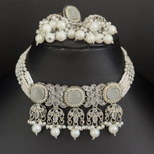 White Silver Polki Kundan necklace/Statement necklace/Indian Jewelry/Pakistani Jewelry set/Weddings necklace/Bridal necklace/Indian necklace