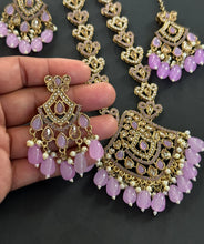 Lavender Long Antique Polki Necklace/Indian Long Necklace/Pakistani Necklace\ Mala/Indian Jewelry/Punjabi Jewelry/Indian Wedding/Rani Haar