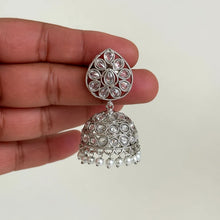 Small Light weight silver Polki Jhumka/stone Jhumka/Indian Jewelry/Pakistani/Punjabi/Indian/Statement earring/Bridal earring/Indian wedding