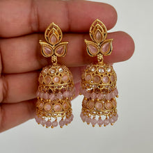 Gold Polki Jhumka, stone Jhumka, Indian Jewelry, Jhumka earrings, Gold earrings, double Jhumka earrings