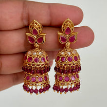 Gold Polki Jhumka, stone Jhumka, Indian Jewelry, Jhumka earrings, Gold earrings, double Jhumka earrings