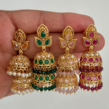 Gold Polki Jhumka, stone Jhumka, Indian Jewelry, Jhumka earrings, Gold earrings, double Jhumka earrings
