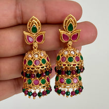 Gold Polki Jhumka, stone Jhumka, Indian Jewelry, Jhumka earrings, Gold earrings, double Jhumka earrings