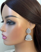 Small Light weight silver Polki Jhumka/stone Jhumka/Indian Jewelry/Pakistani/Punjabi/Indian/Statement earring/Bridal earring/Indian wedding