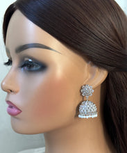 Small Light weight silver Polki Jhumka/stone Jhumka/Indian Jewelry/Pakistani/Punjabi/Indian/Statement earring/Bridal earring/Indian wedding