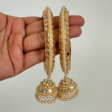 Gold Mirror Pearl Bangles Set/Punjabi Mirror chuda bangles set/Bridal bangle/Statement/Indian Wedding/Chuda Set\Mirror Jewelry\Indian Bangle
