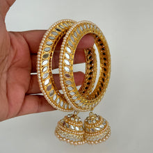 Gold Mirror Pearl Bangles Set/Punjabi Mirror chuda bangles set/Bridal bangle/Statement/Indian Wedding/Chuda Set\Mirror Jewelry\Indian Bangle