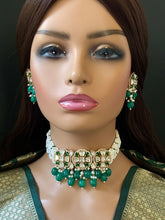 Green Premium quality gold plated silver foiled Kundan necklace/Traditional/Ethnic/Kundan Jewelry/Multi color Kundan Choker/Indian Bridal
