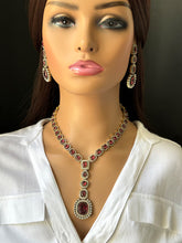 Ruby Victorian CZ stone diamond Necklace, Sabyasachi Necklace, Statement Necklace, Semi Precious Necklace, Designer necklace