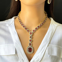 Ruby Victorian CZ stone diamond Necklace, Sabyasachi Necklace, Statement Necklace, Semi Precious Necklace, Designer necklace