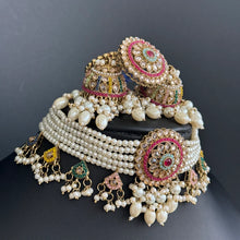 Multi antique Polki Kundan Indian necklace set for Indian Pakistani Wedding Jewelryv