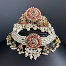 Multi antique Polki Kundan Indian necklace set for Indian Pakistani Wedding Jewelryv