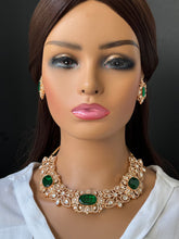Emerald Gold Victorian uncut polki CZ Necklace, Sabyasachi Necklace, Statement Necklace, Semi Precious Necklace, Designer,Indian Pakistani