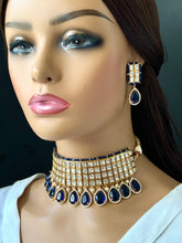 Blue Tyaani inspired premium Kundan choker in Rose Gold plating Silver foiled Kundan necklace/Traditional /Indian wedding/Bridal Jewelry
