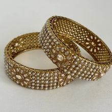 Polki Pearl Kundan antique dull gold finish Bangles Pair /Punjabi bangles/Bridal bangles/Indian wedding jewelry/Pakistani/Kada\bangles